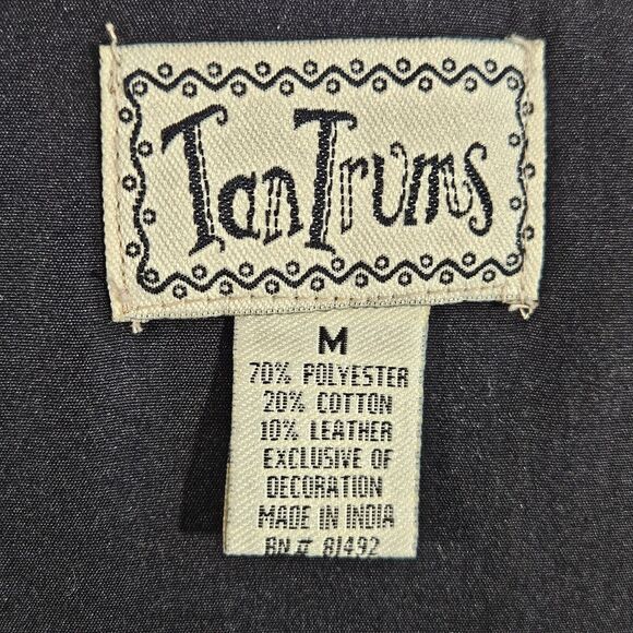 TanTrums Vest Womens Medium Blue Leather/Suede Embroidered Cottagecore Western - Picture 3 of 12